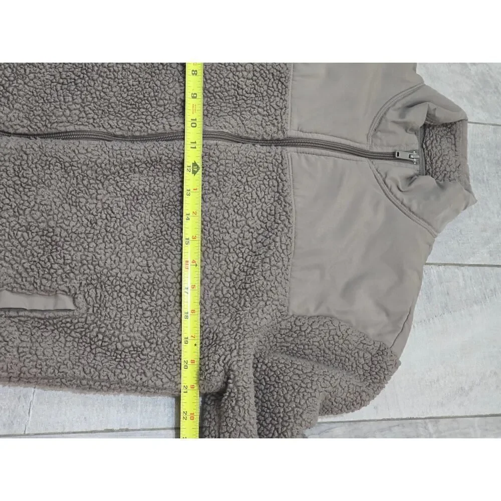 Old Navy Pieced-Yoke Teddy Fleece Jacket Brown Cozy Winter Casual Men's Size M